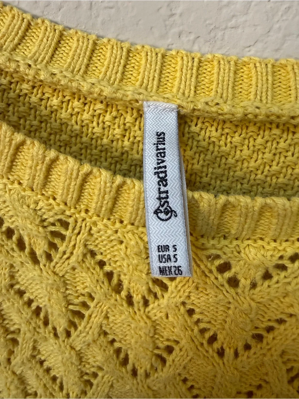 Stradivarius Yellow Cable Knit Crewneck Sweater small